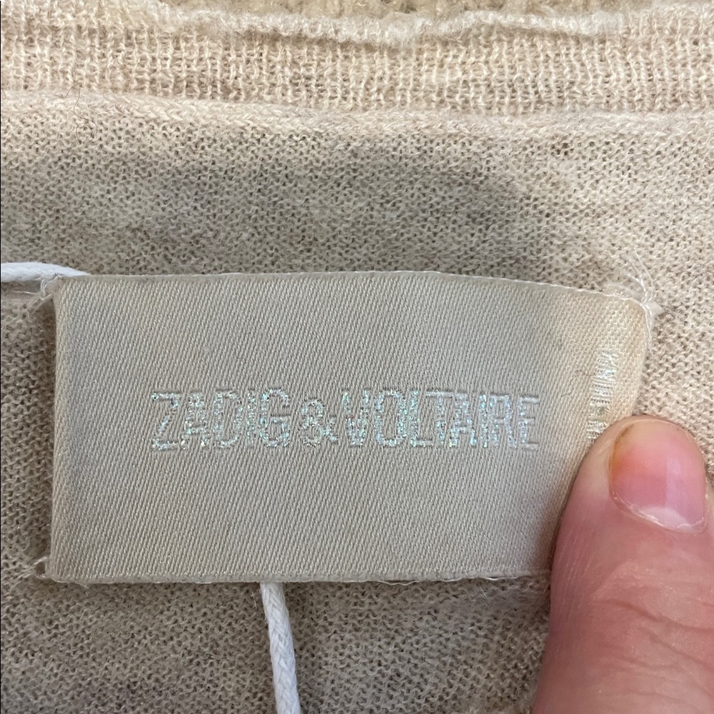 ZADIG & VOLTAIRE 100% thin cashmere skull embellished sweater M NWT defect - Picture 2 of 13